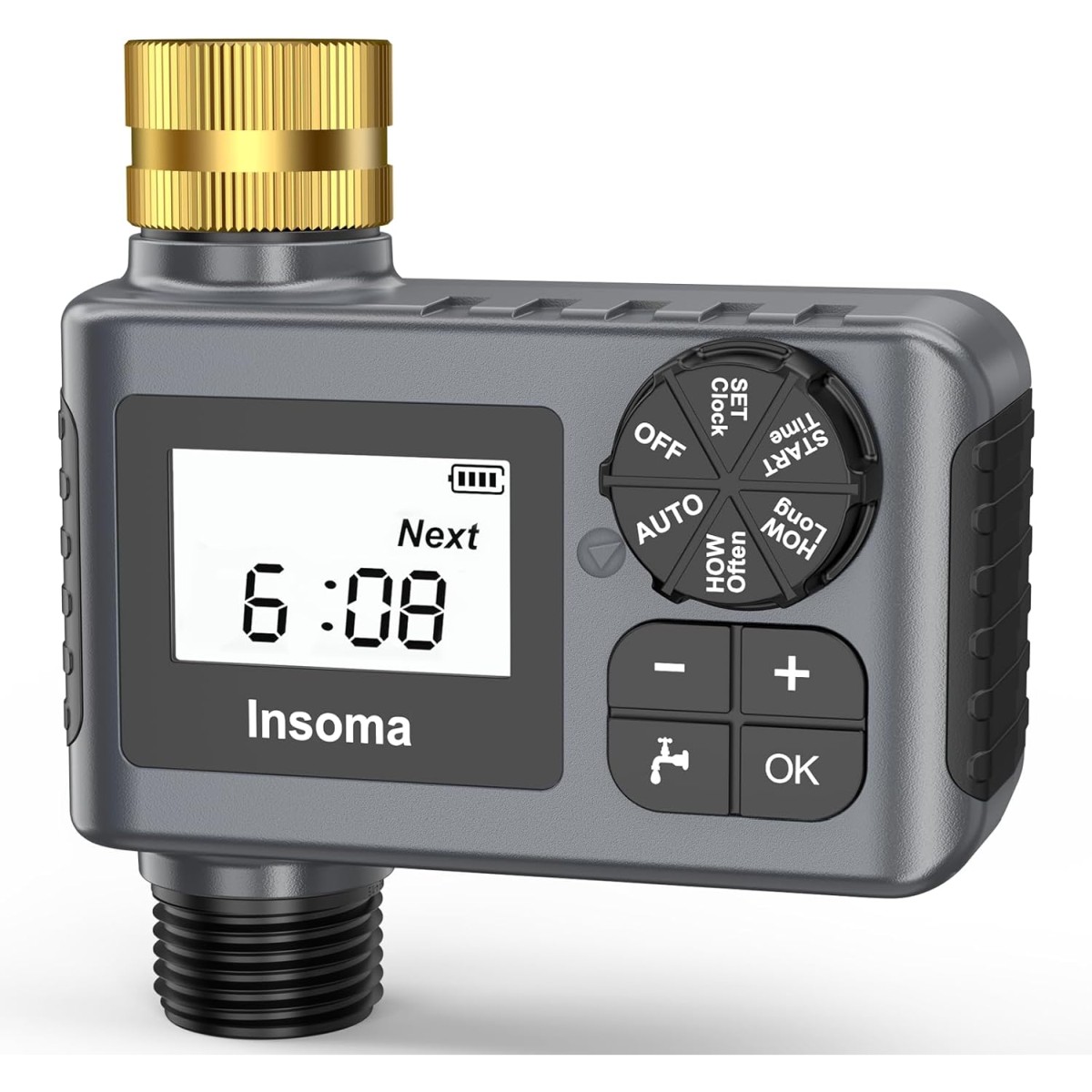 Insoma 1-Zone Water Timer with Brass Inlet
